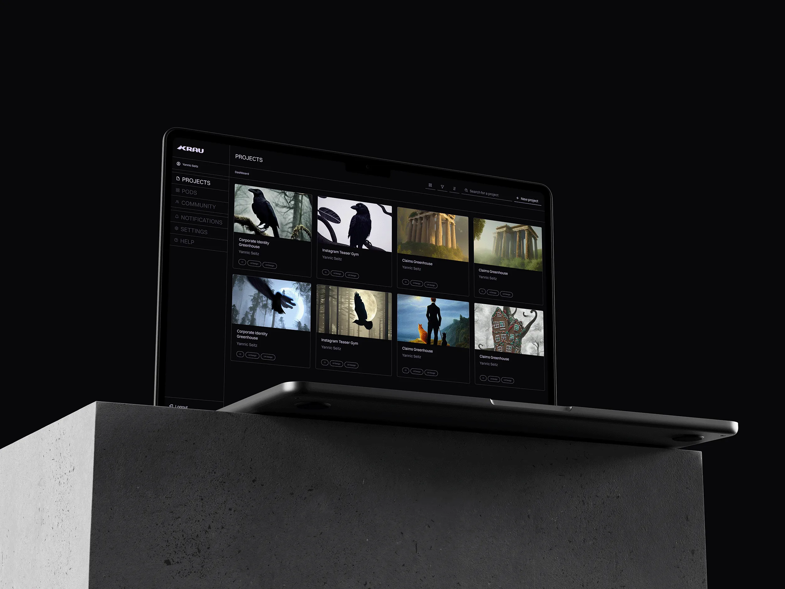 Mockup of the Dashboard of the KRAU MVP application