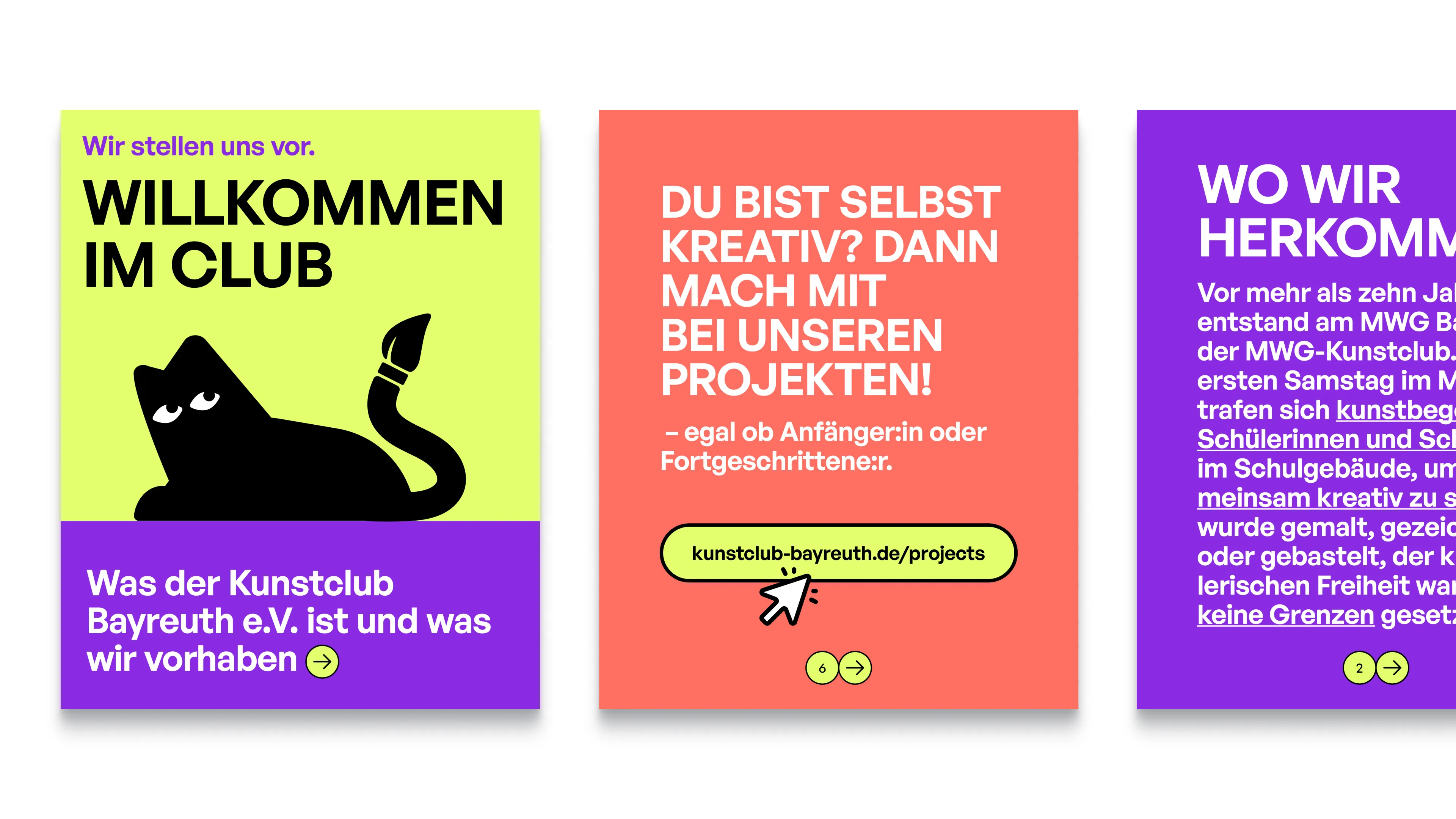 Selection of Instagram posts for the Kunstclub