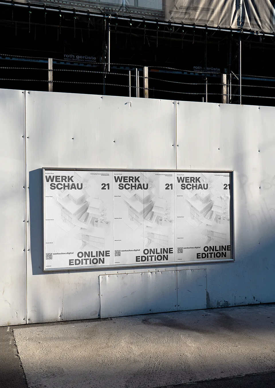 Mockup of the posters of the Werkschau Kommunikationsdesign Sommersemester 2021 at the HTWG Konstanz